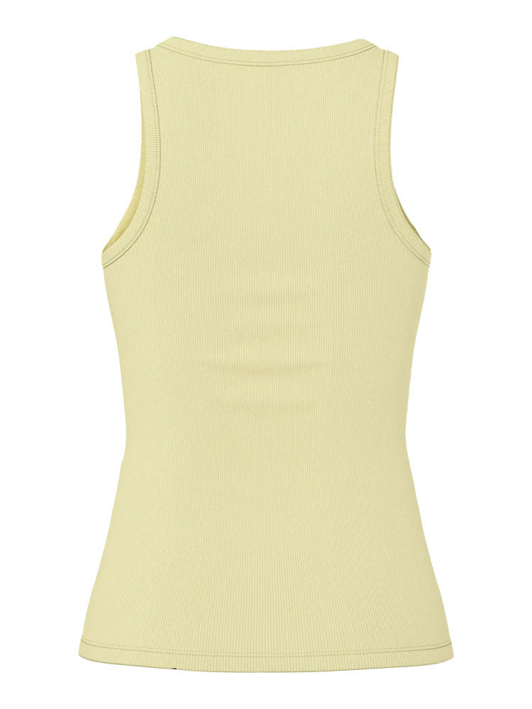 Pcmay Embroidery Tank Top-Yellow