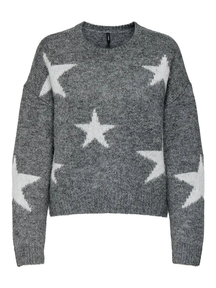 Onlazu Star Knit Sweater-Grey