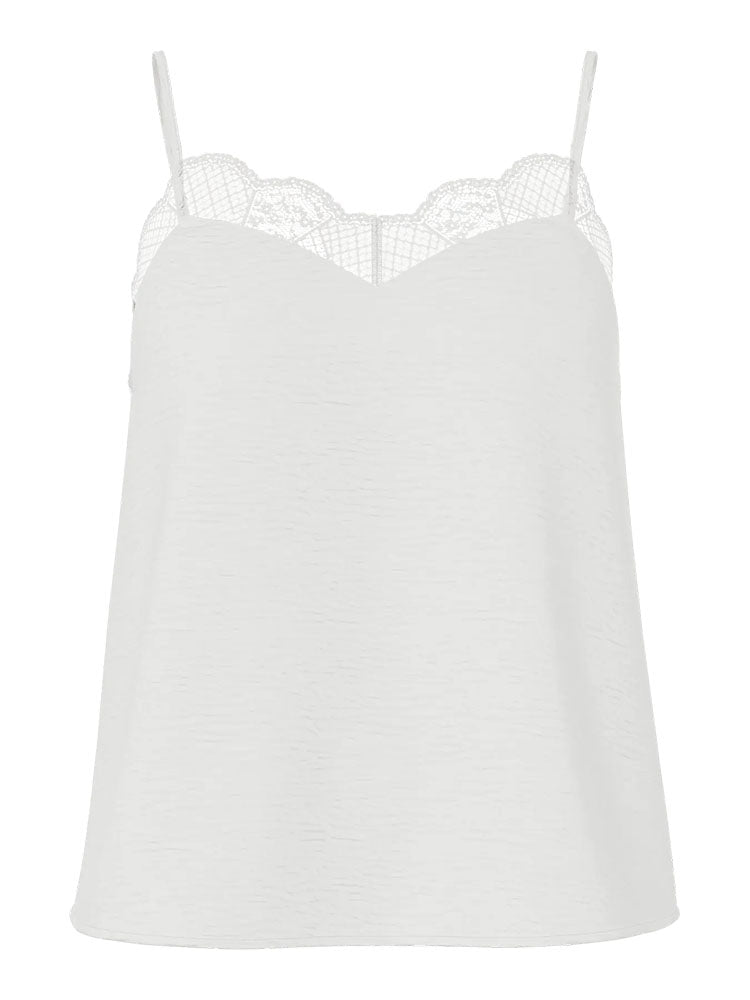 Pctiffany Strap Lace Top-White