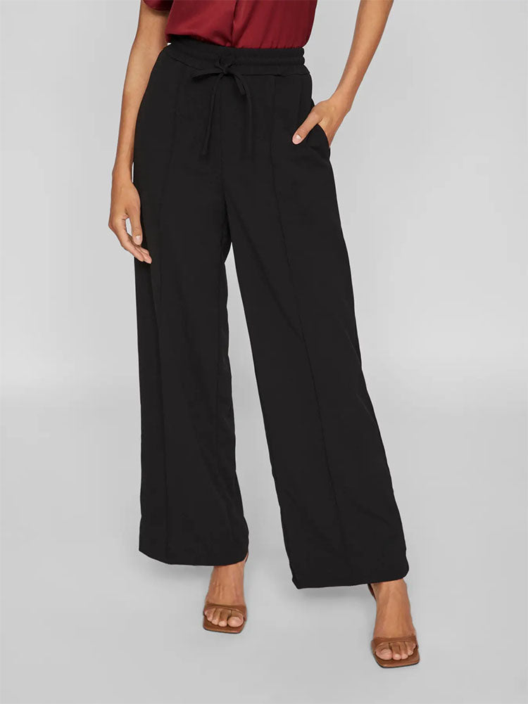 Viclua High Waist Wide Leg Trousers-Black