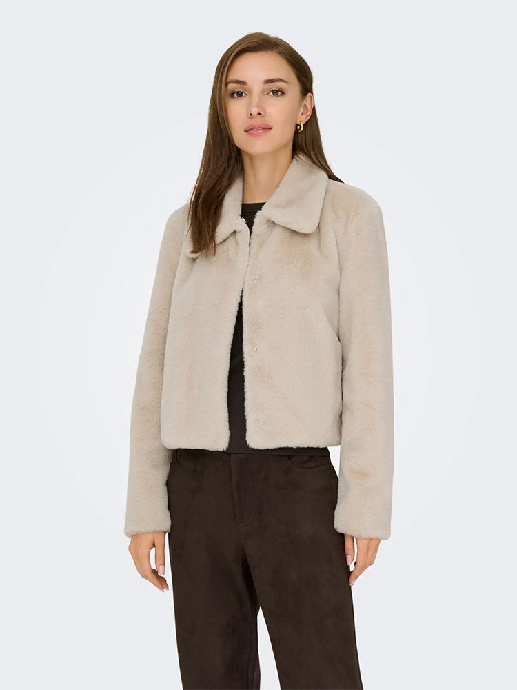 Jdymacy Faux Fur Jacket-Beige
