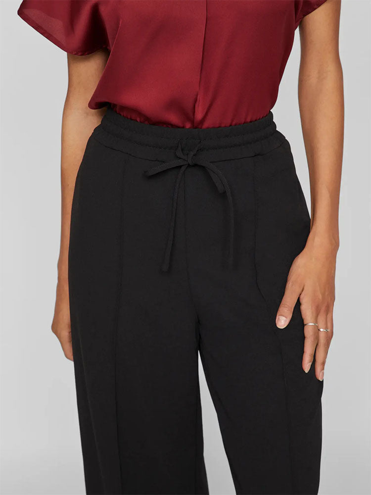 Viclua High Waist Wide Leg Trousers-Black