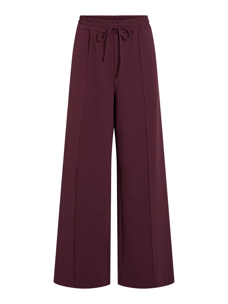 Viclua High Waist Wide Leg Trousers-Burgundy
