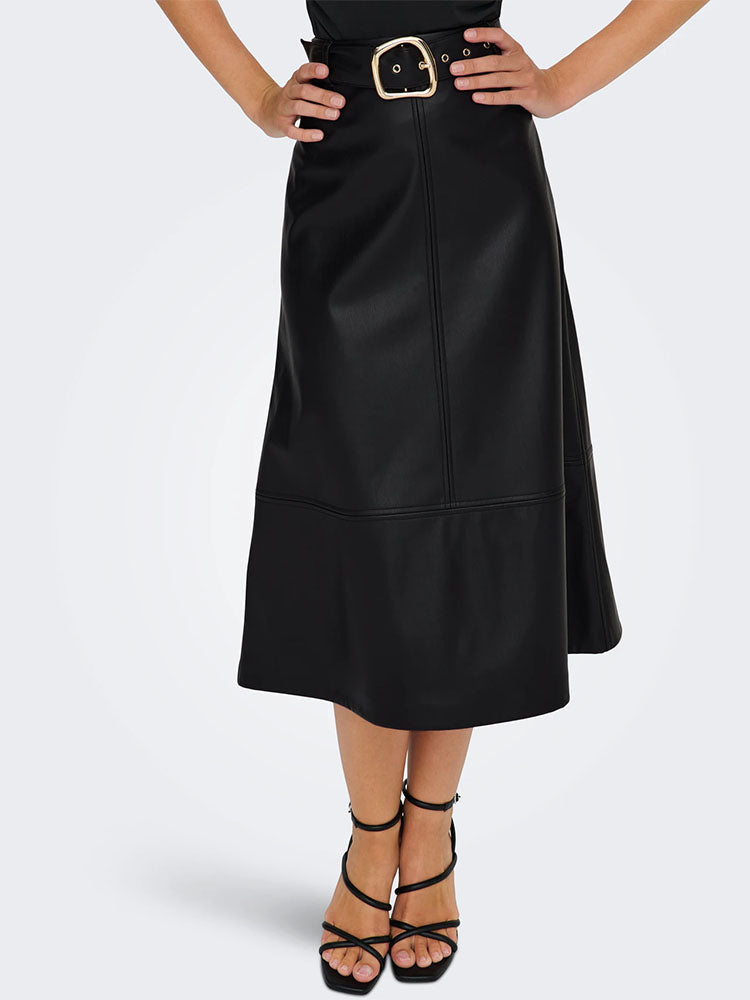 Jdyantoine High Waist Faux Leather Skirt with Belt
