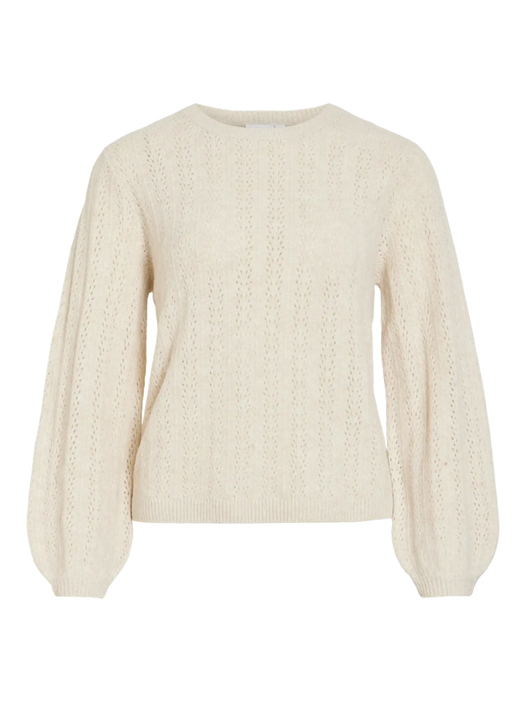 Viliga Pointelle Knit Sweater-Cream