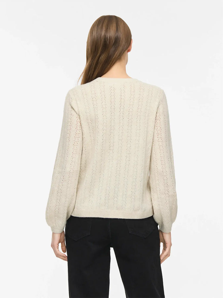 Viliga Pointelle Knit Sweater-Cream