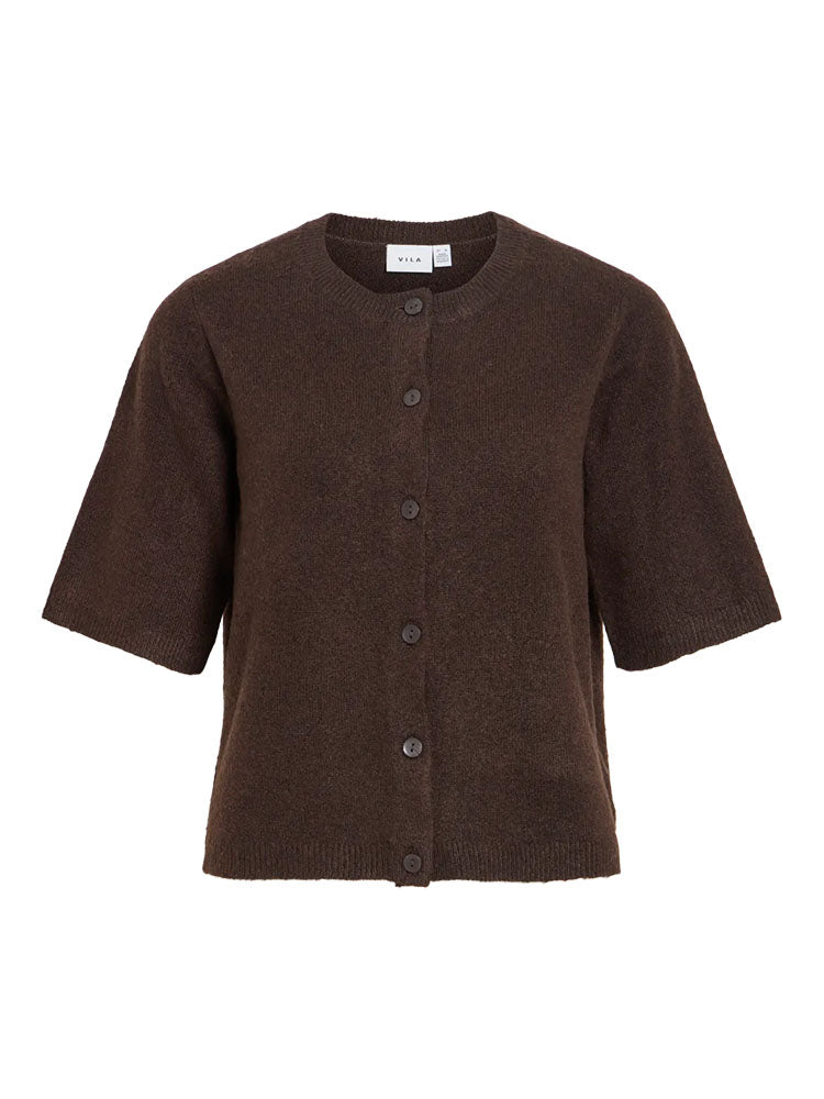 Viliga Short Sleeve Cardigan-Coffee Bean