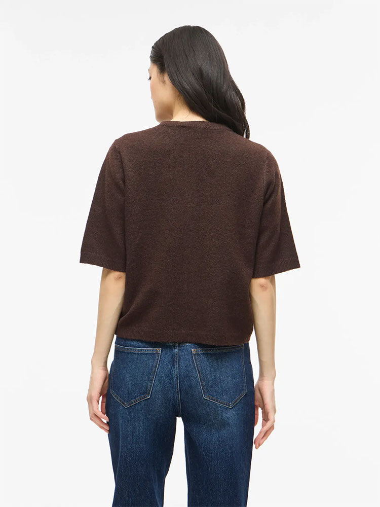 Viliga Short Sleeve Cardigan-Coffee Bean