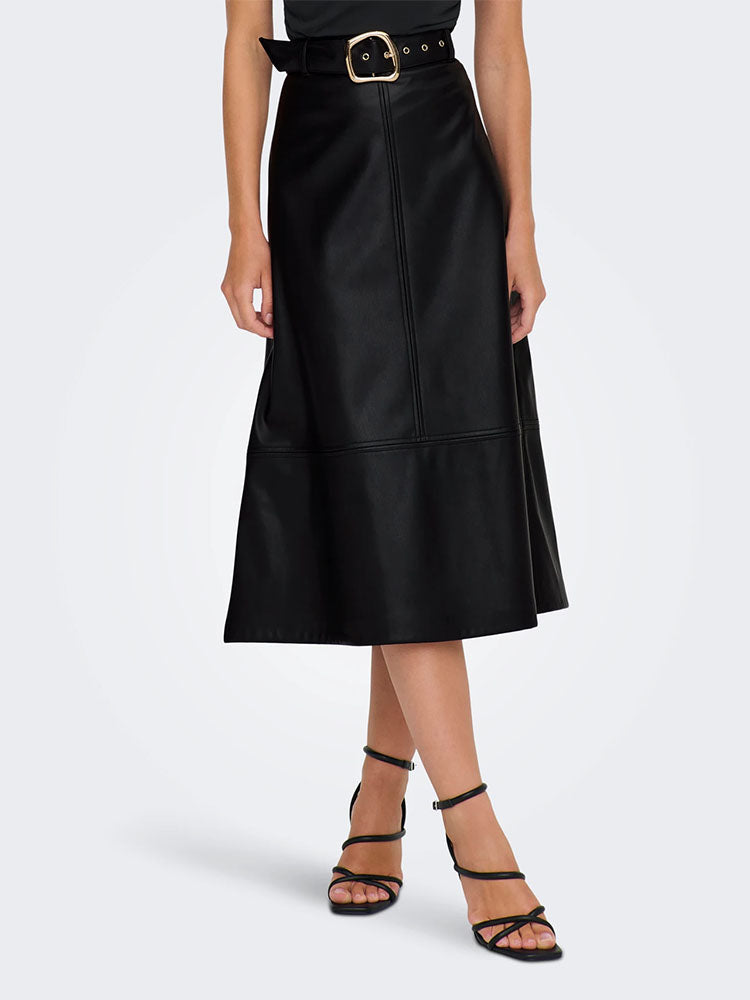 Jdyantoine High Waist Faux Leather Skirt with Belt