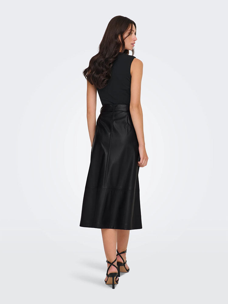Jdyantoine High Waist Faux Leather Skirt with Belt