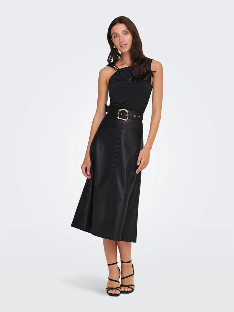Jdyantoine High Waist Faux Leather Skirt with Belt