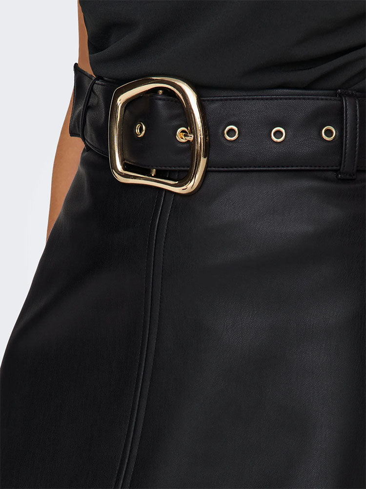 Jdyantoine High Waist Faux Leather Skirt with Belt