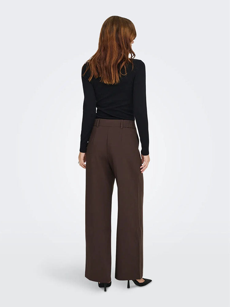 Onllinda Raven High Waist Straight Leg Trousers-Coffee Bean