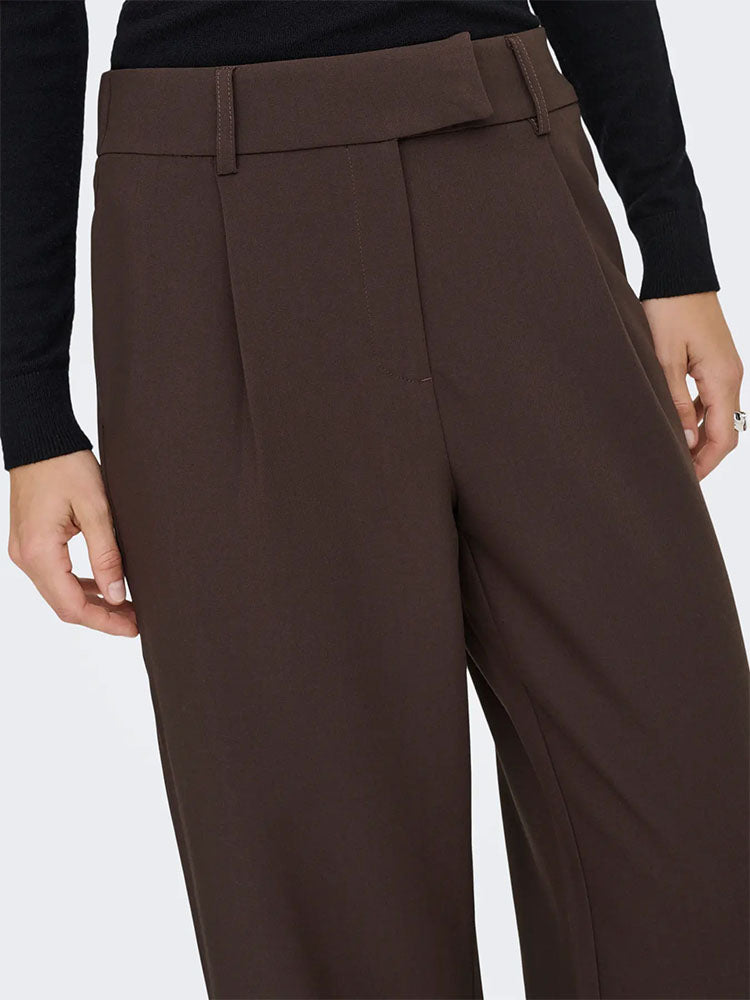 Onllinda Raven High Waist Straight Leg Trousers-Coffee Bean