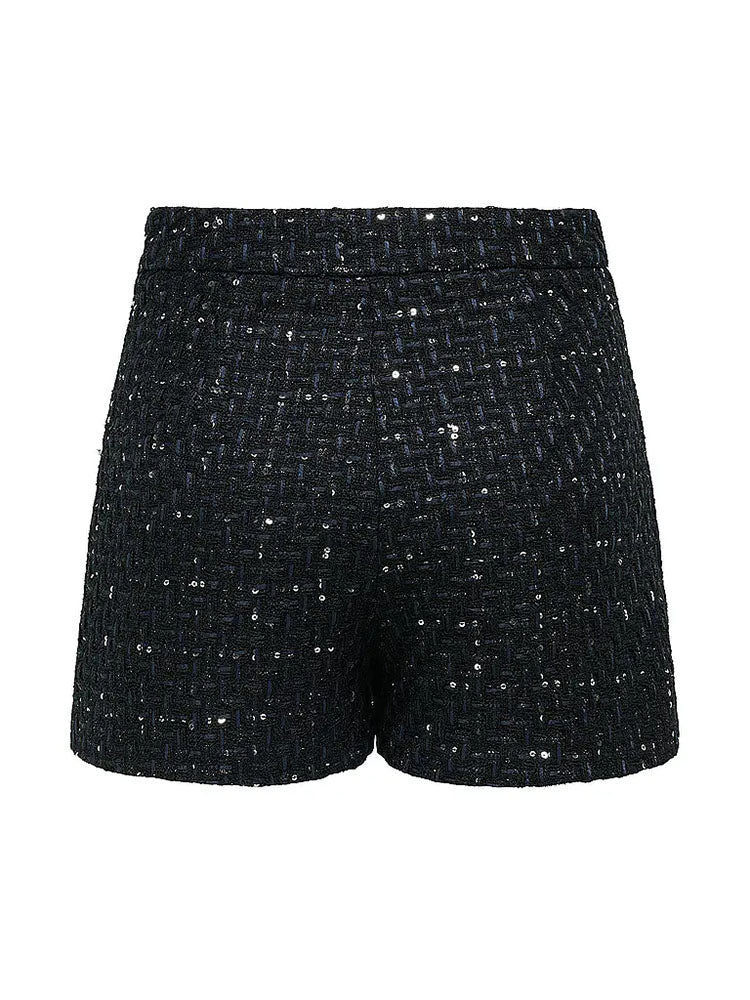 Onlicy High Waist Boucle Sequin Skort-Black/Navy/Silver Sequin