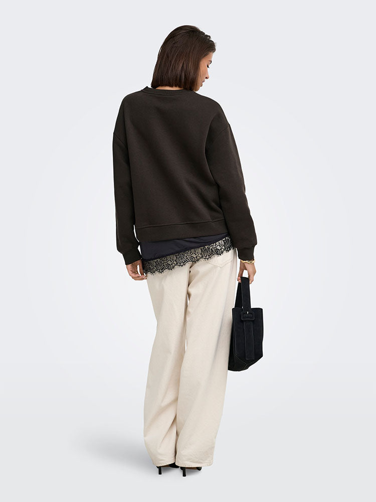 Jdyella Lace Detail Sweater-Chocolate Torte