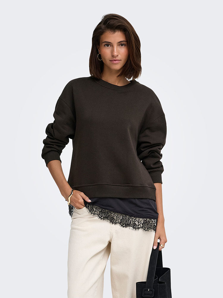 Jdyella Lace Detail Sweater-Chocolate Torte