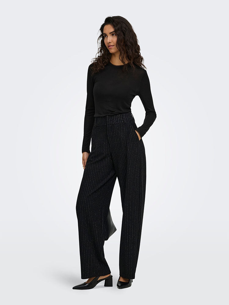 Jdymary Lurex Trousers-Black/Silver Pinstripe