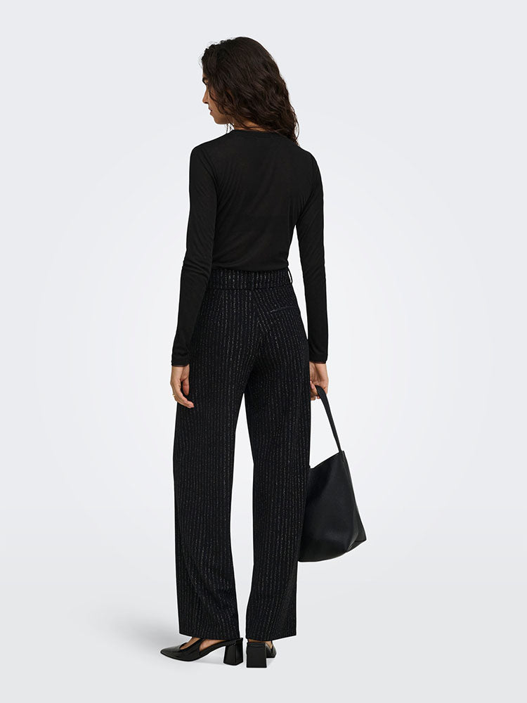 Jdymary Lurex Trousers-Black/Silver Pinstripe