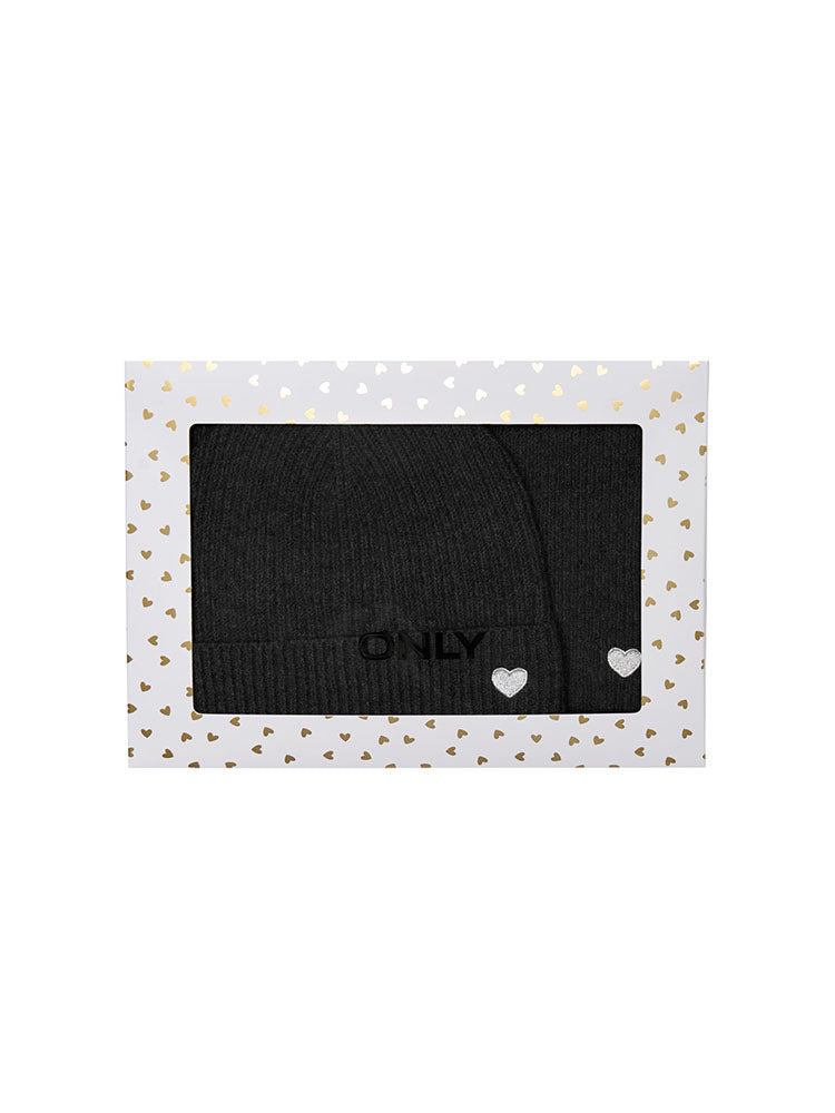 Onlavery Scarf & Hat Set-Black
