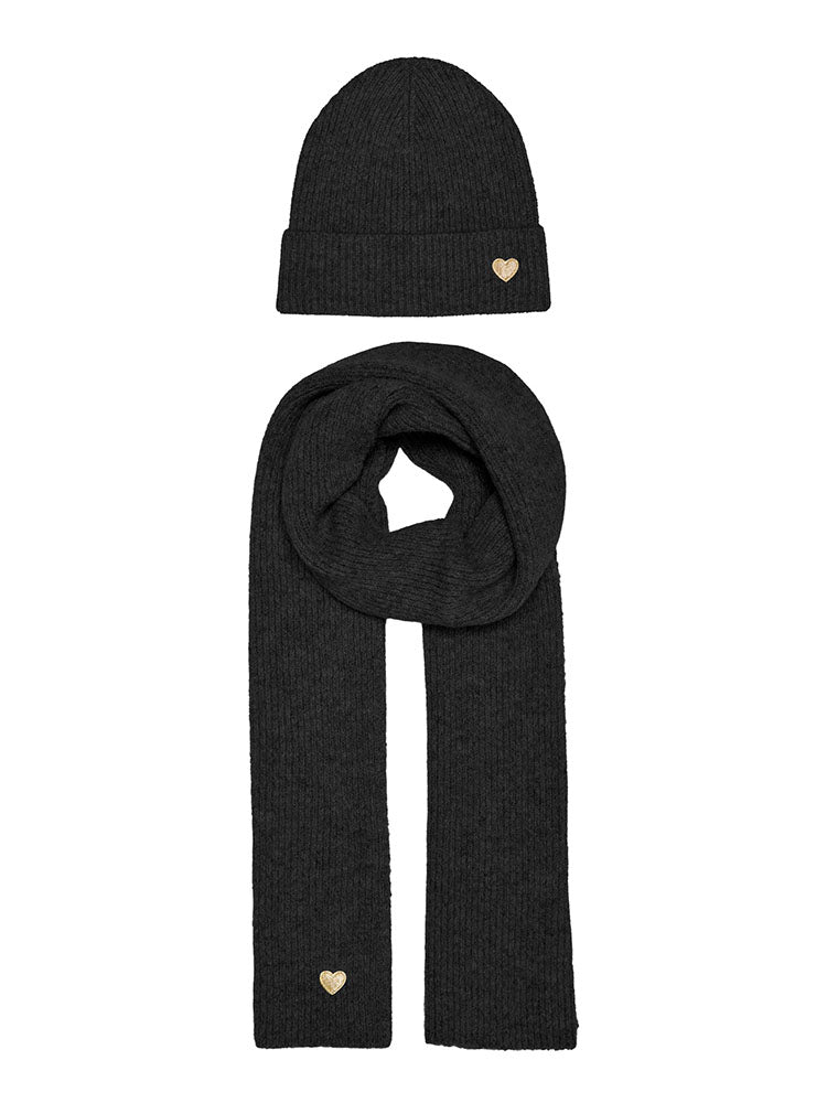 Onlavery Scarf & Hat Set-Black