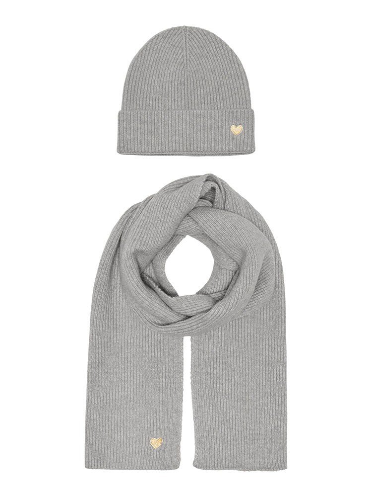 Onlavery Scarf & Hat Set-Light Grey