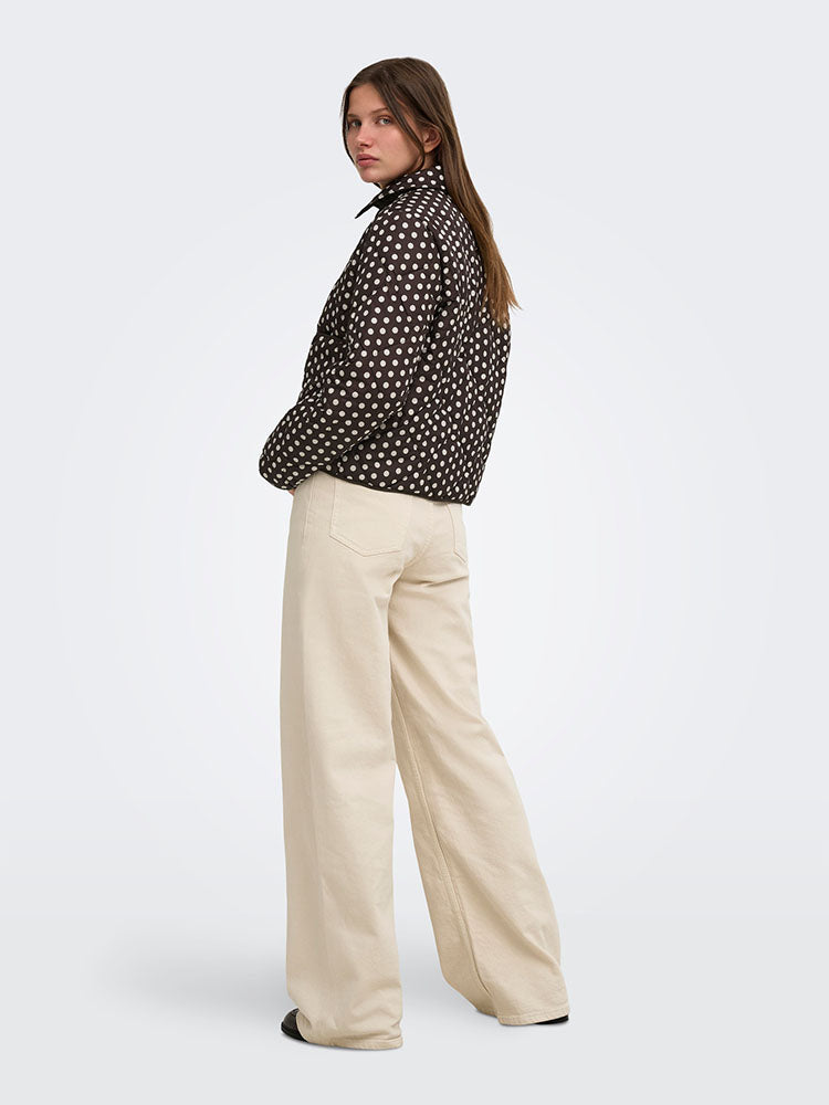 Onldottie Quilted Jacket-Brown/Cream Polka Dot