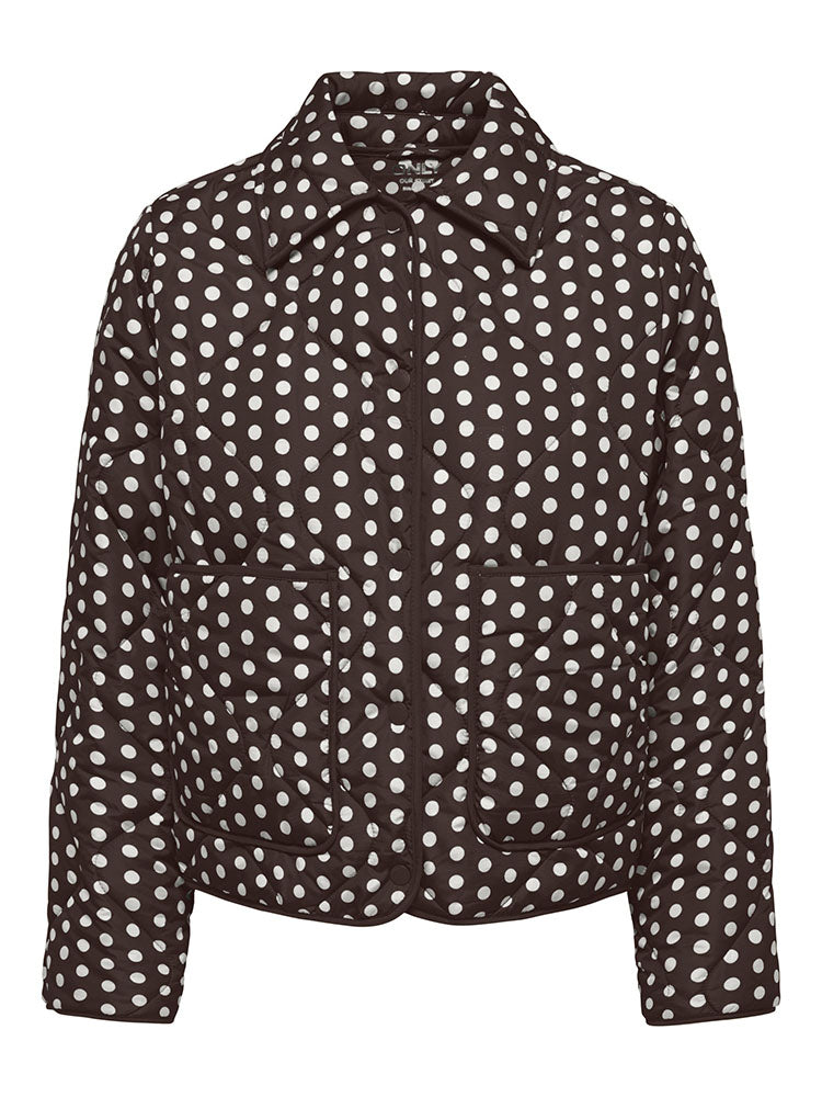 Onldottie Quilted Jacket-Brown/Cream Polka Dot