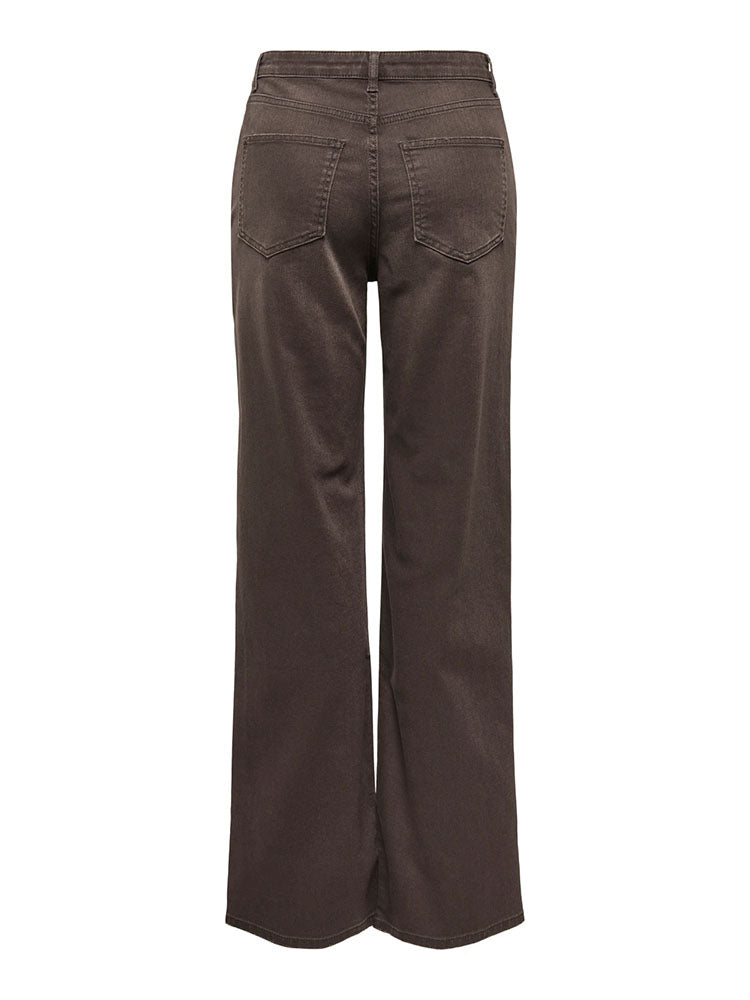 Onljuicy High Waist Wide Leg Jeans-Dark Brown Denim