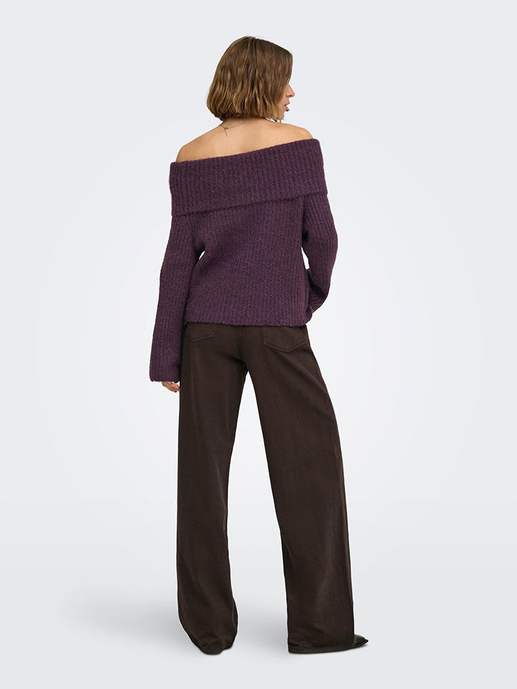 Onlmaggie Off Shoulder Knit Sweater-Plum Perfect