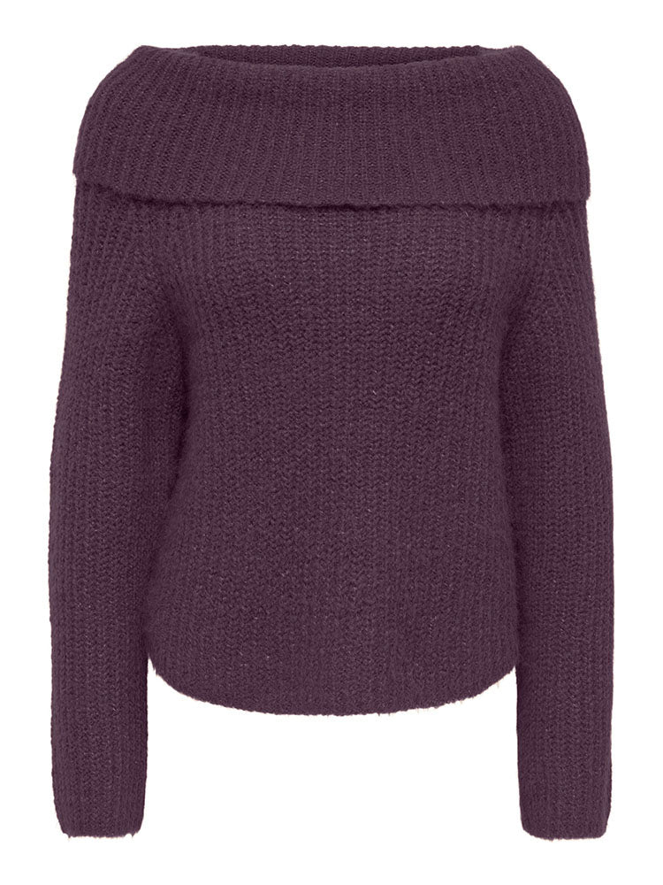 Onlmaggie Off Shoulder Knit Sweater-Plum Perfect
