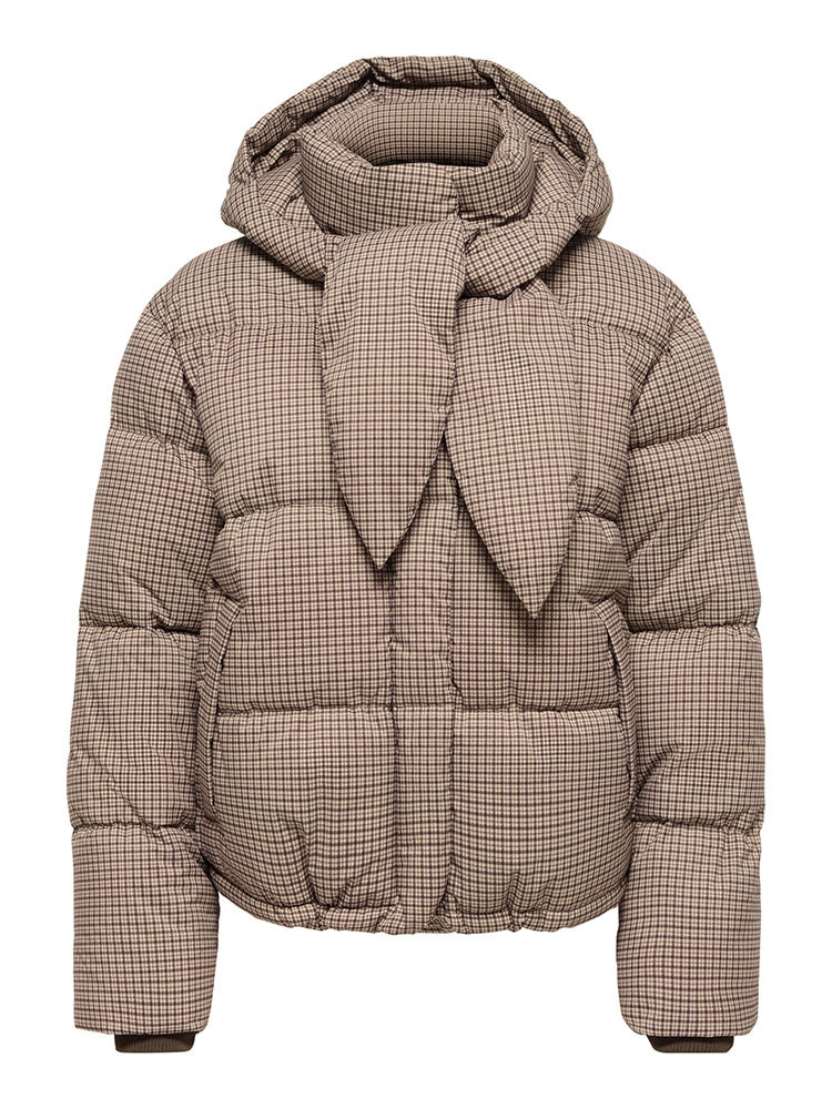 Onlmia Scarf Check Puffer Jacket
