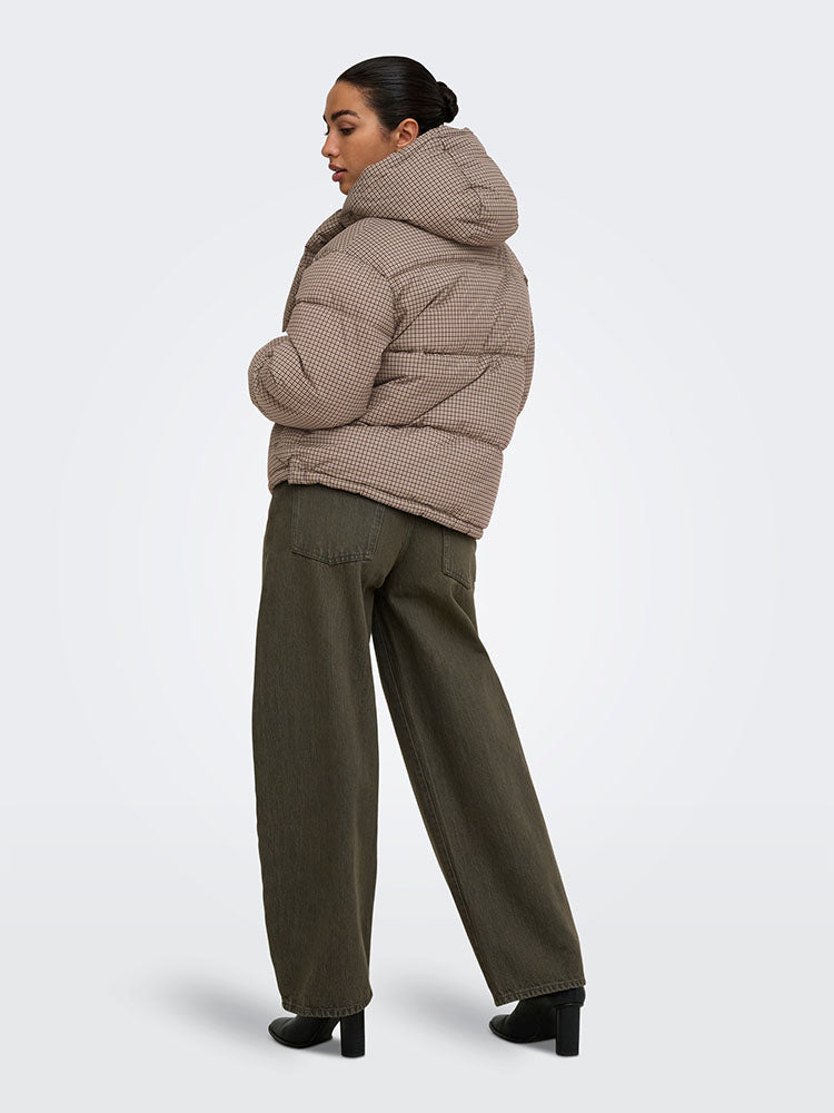 Onlmia Scarf Check Puffer Jacket