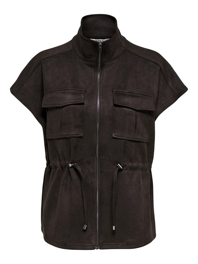 Onlmira Faux Suede Waistcoat -Brown