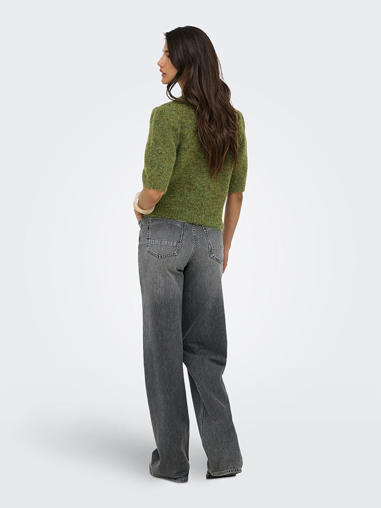Onlnellie Short Sleeve Knit Sweater-Forest Green