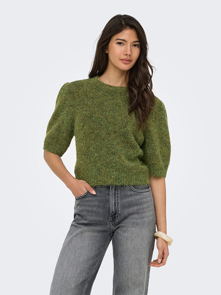 Onlnellie Short Sleeve Knit Sweater-Forest Green