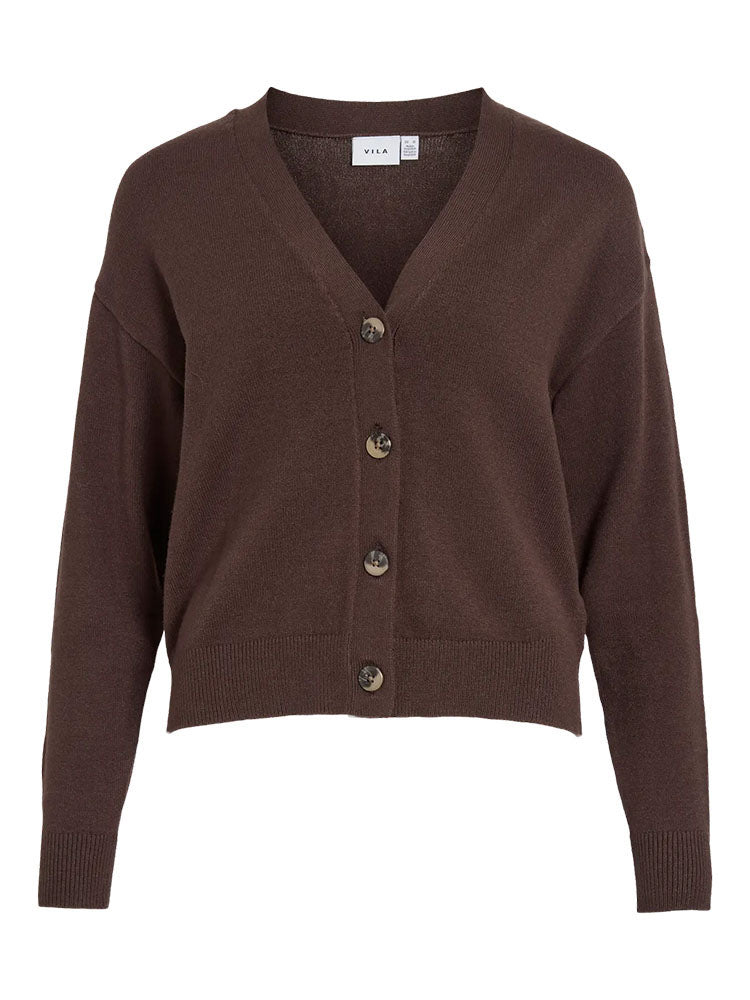 Viril V Neck Cardigan-Coffee Bean