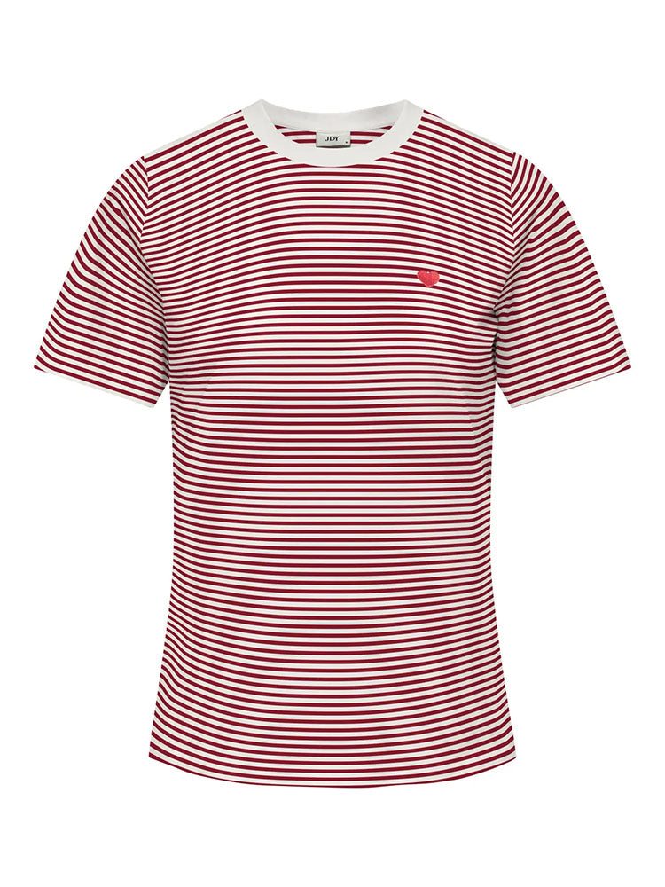 Jdypisa Stripe Heart T-Shirt -Rhubarb/Cream Stripes
