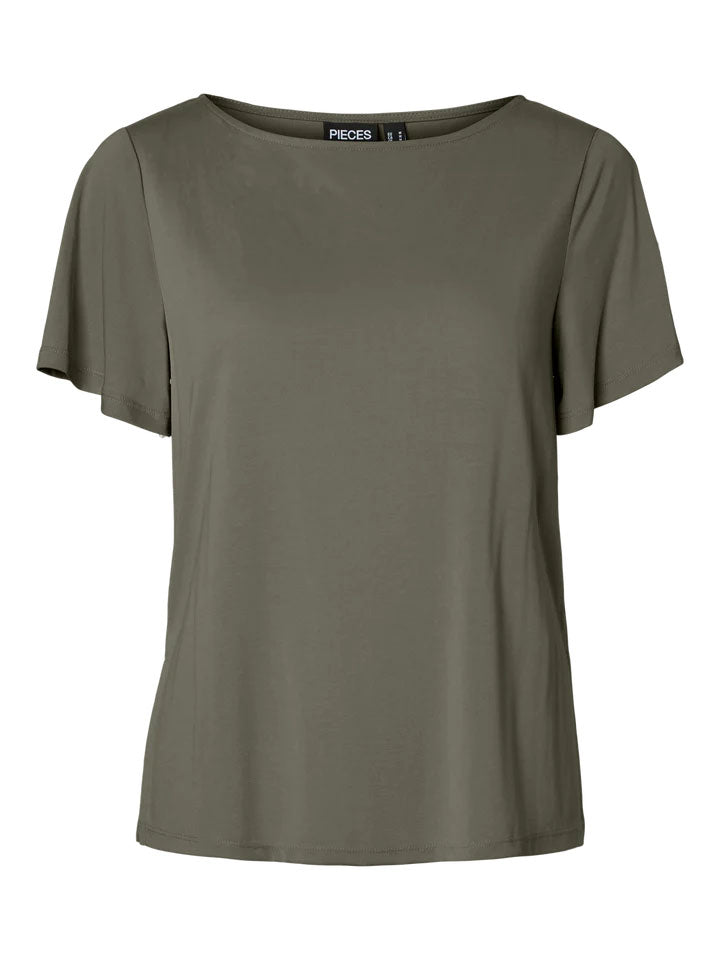 Pcanora Slit Top-Dusty Olive