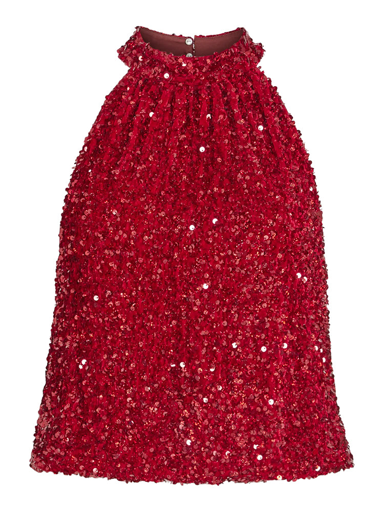Viziggy Sequins Top-Haute Red