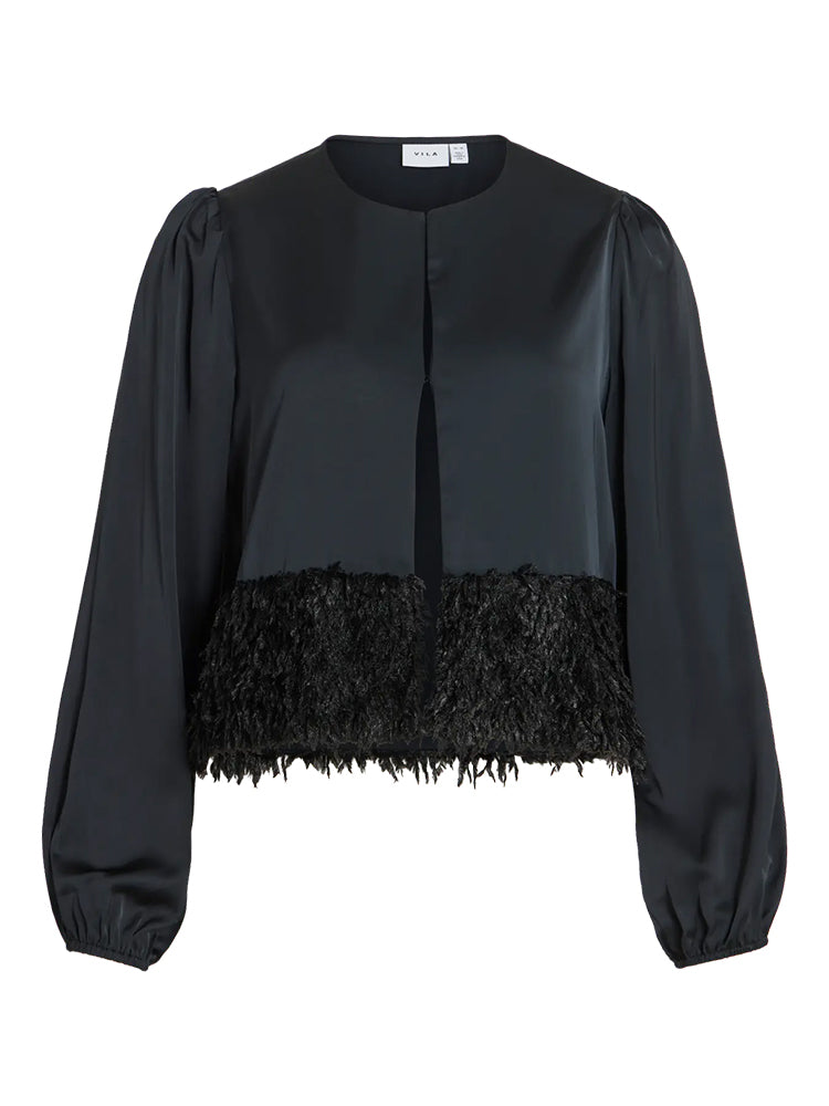 Viveer Satin Cardigan-Black Beauty