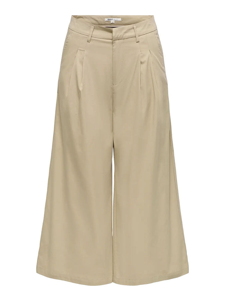 Onltanny Mid Waist Pleated Culottes-Beige