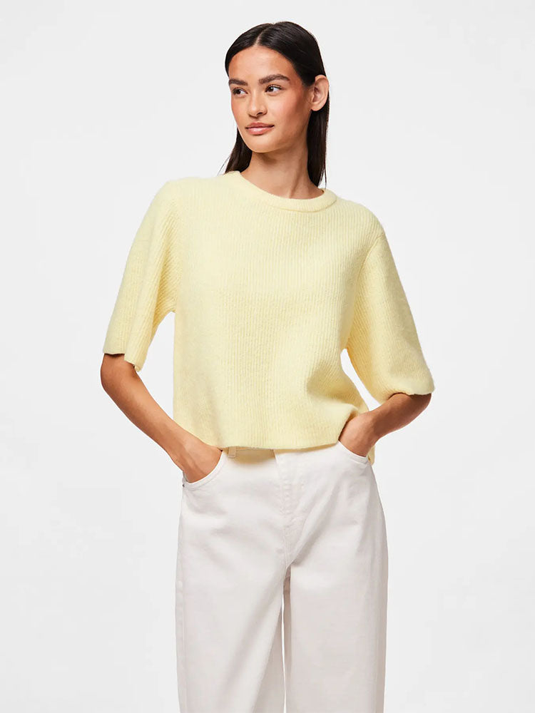 Pcsilly Knit Sweater-Pale Banana
