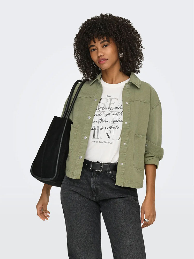 Onllara Twill Jacket-Covert Green