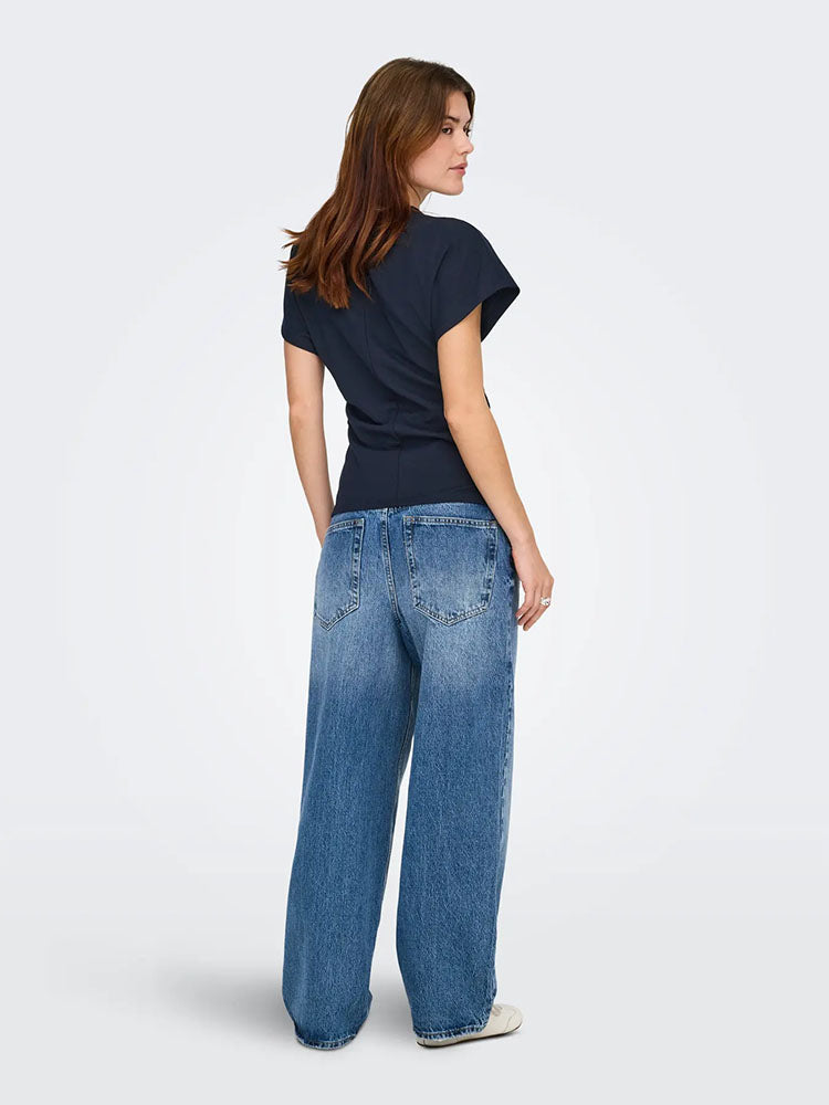 Onlatlas Twist Waist T-Shirt-Navy