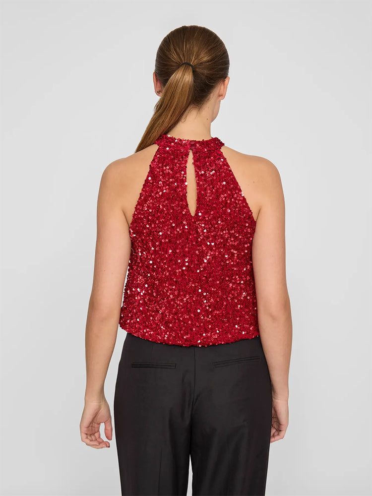 Viziggy Sequins Top-Haute Red