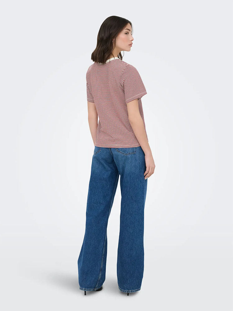 Jdypisa Stripe Heart T-Shirt -Rhubarb/Cream Stripes