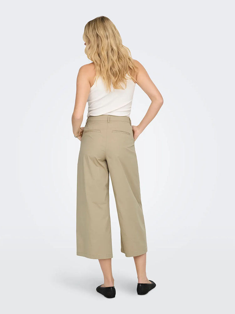 Onltanny Mid Waist Pleated Culottes-Beige