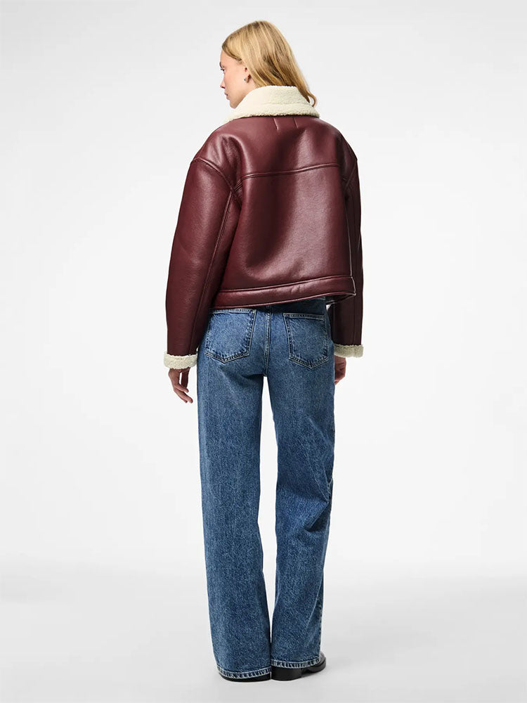 Pcjanelle Short CoatedJacket with Faux Fur-Port