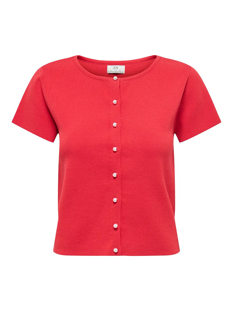 Jdyastra Short Sleeve Cardigan-Tomato